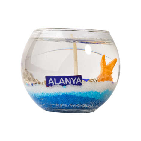 Alanya Themed Large Round Glass Cup Gel Candle - 1