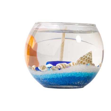 Alanya Themed Large Round Glass Cup Gel Candle - 2