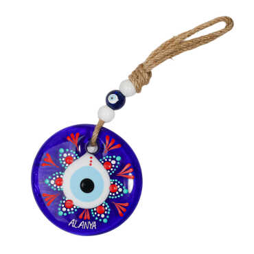 Alanya Themed Mandala Design Glass Evil Eye Wall Hanging 18 cm - 15