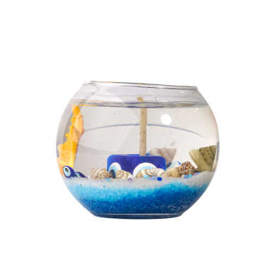 Alanya Themed Medium Round Glass Candle with Gel Wax - 2