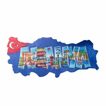 Alanya Themed Metallic Map Refrigerator Magnet - 6