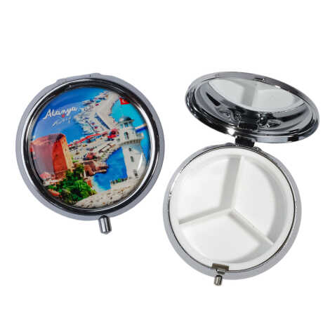 Alanya Themed Myros Round Pill Box 50x15 mm - 1