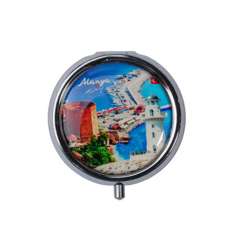 Alanya Themed Myros Round Pill Box 50x15 mm - 3