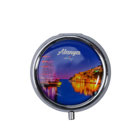 Alanya Themed Myros Round Pill Box 50x15 mm - 6