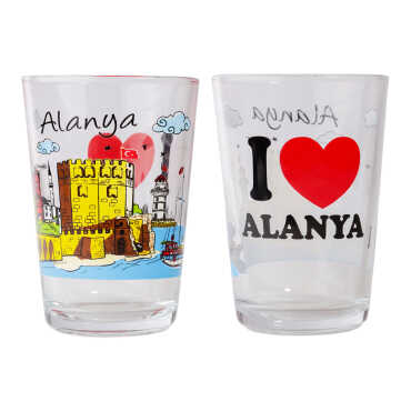 Alanya Themed Myros Set of 2 Water Glasses - 1