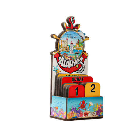 Alanya Themed Myros Wooden Desk Calendar - 5