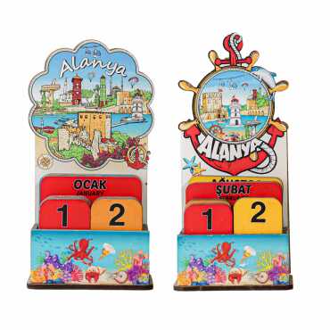 Alanya Themed Myros Wooden Desk Calendar - 2