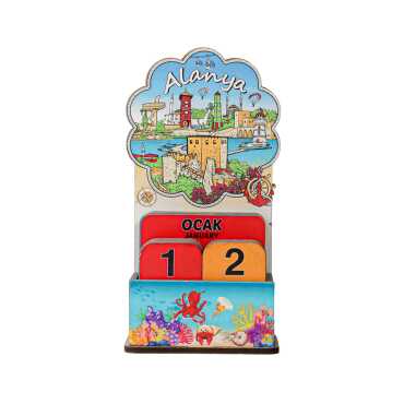 Alanya Themed Myros Wooden Desk Calendar - 4