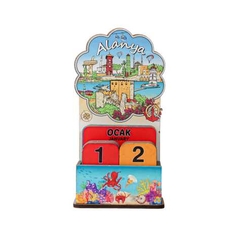 Alanya Themed Myros Wooden Desk Calendar - 4
