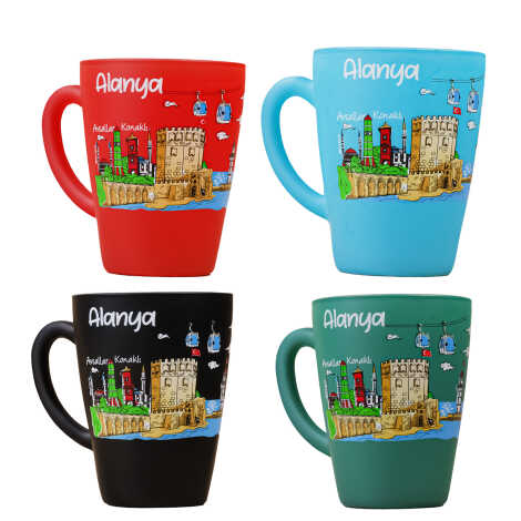 Alanya Themed Oval Glass Mug 27 Cl - 2