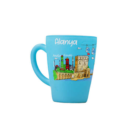 Alanya Themed Oval Glass Mug 27 Cl - 3