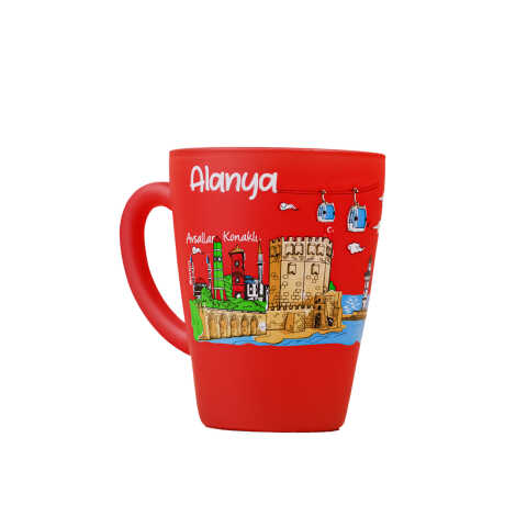 Alanya Themed Oval Glass Mug 27 Cl - 4