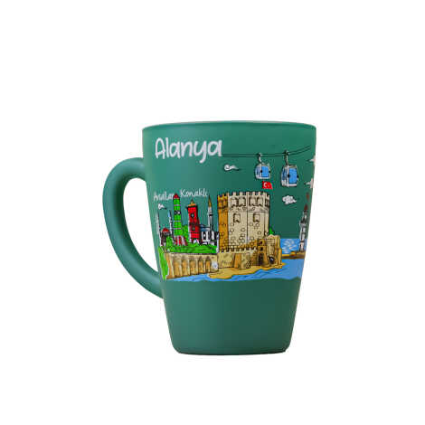 Alanya Themed Oval Glass Mug 27 Cl - 8