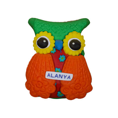 Alanya Themed Owl Fimo Refrigerator Magnet - 3