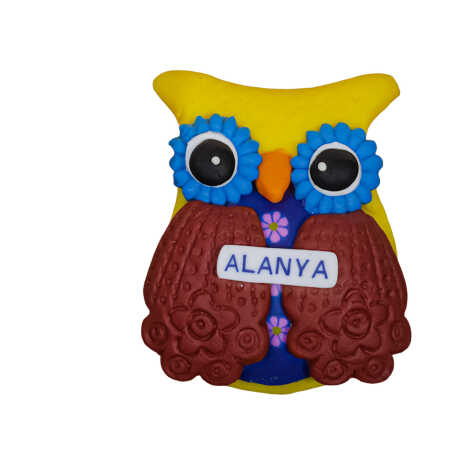 Alanya Themed Owl Fimo Refrigerator Magnet - 4