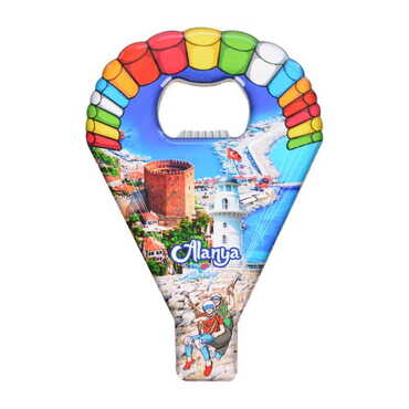 Alanya Themed Parachute Shaped Metal Magnetic Opener 113x75 mm - Thumbnail