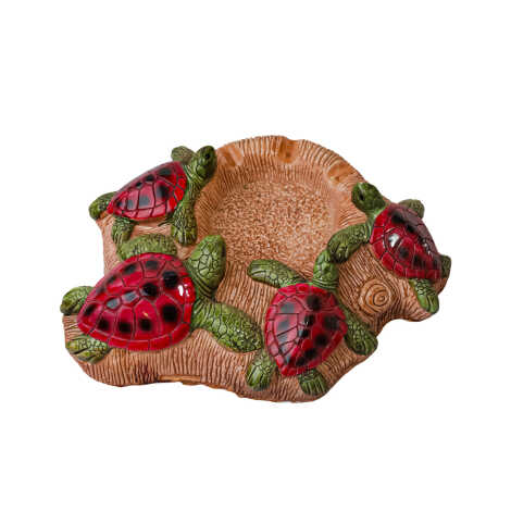 Alanya Themed Plaster Ashtray with Four Turtles - 5