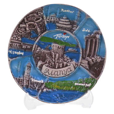 Myros - Alanya Themed Plaster Raised Cottage Wall Plate 15 Cm