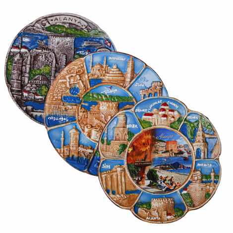 Alanya Themed Plaster Raised Cottage Wall Plate 15 Cm - 3