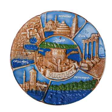 Alanya Themed Plaster Raised Cottage Wall Plate 15 Cm - Myros
