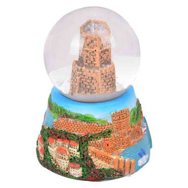 Alanya Themed Poltyester Snow Globe 45 mm - Thumbnail