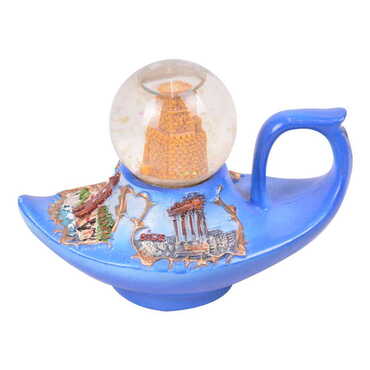 Alanya Themed Polyester Aladdin's Lamp Shaped Snow Globe - Thumbnail