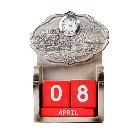Alanya Themed Polyester Clock Calendar 85x43x135 mm - 1