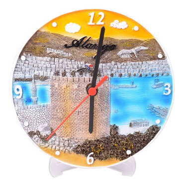 Alanya Themed Polyester Desktop Clock - Thumbnail