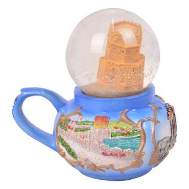 Alanya Themed Polyester Snow Globe 65 mm - Thumbnail