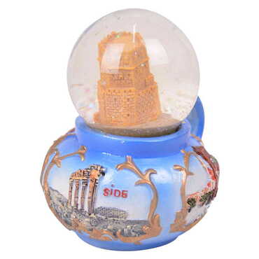 Alanya Themed Polyester Snow Globe 65 mm - Thumbnail