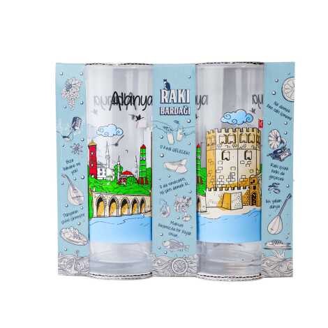 Alanya Themed Rakı Glass Set of 2 - 1