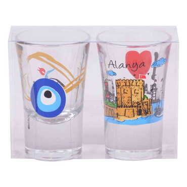 Alanya Themed Shot Glass Set of 2 Pcs - Thumbnail