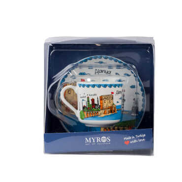 Alanya Themed Single Porcelain Coffee Cup - 1