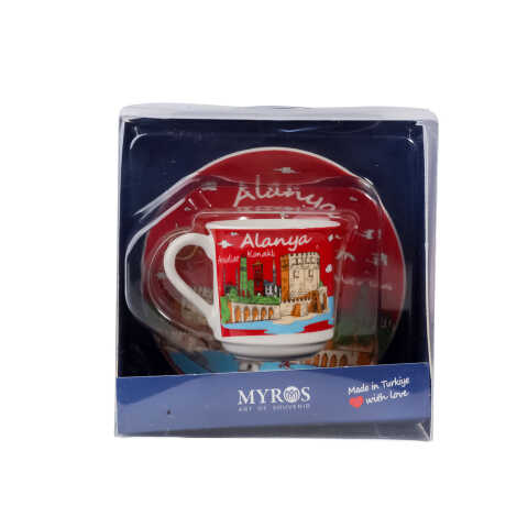 Alanya Themed Single Porcelain Coffee Cup - 5
