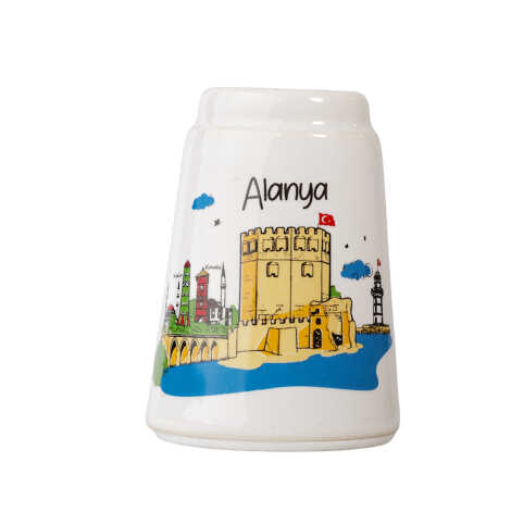 Alanya Themed Traditional Porcelain Salt Shaker Set - 2