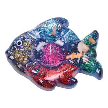 Myros - Alanya Themed Transparent Polyester Fish Shaped Ashtray 112x125 mm