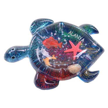 Alanya Themed Transparent Polyester Turtle Shaped Ashtray - Thumbnail