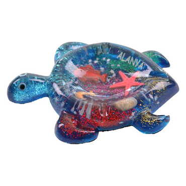 Alanya Themed Transparent Polyester Turtle Shaped Ashtray - Thumbnail