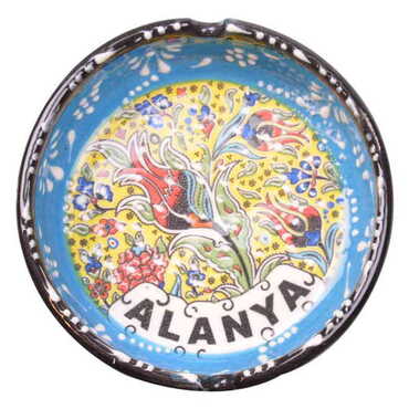 Myros - Alanya Themed Turkish Ceramic Special Relief Ashtray Big Size