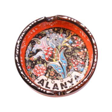 Myros - Alanya Themed Turkish Ceramic Special Relief Ashtray Small Size