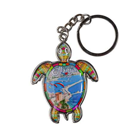 Alanya Themed Turtle Shaped Metal Keychain - 1