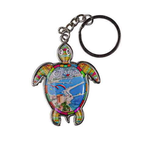 Alanya Themed Turtle Shaped Metal Keychain - 3