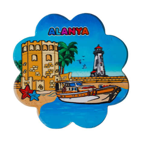Alanya Themed UV Daisy Traditional Coaster 88 mm - 5
