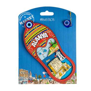 Alanya Themed UV Printed Carded Wooden Refrigerator Magnet - Myros