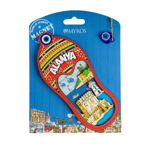 Alanya Themed UV Printed Carded Wooden Refrigerator Magnet - 1