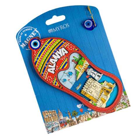 Alanya Themed UV Printed Carded Wooden Refrigerator Magnet - 2