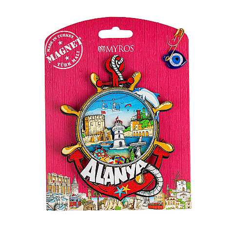 Alanya Themed UV Printed Carded Wooden Refrigerator Magnet - 5