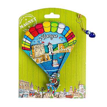 Alanya Themed UV Printed Carded Wooden Refrigerator Magnet - 10