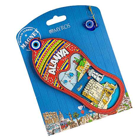 Alanya Themed UV Printed Carded Wooden Refrigerator Magnet - 2