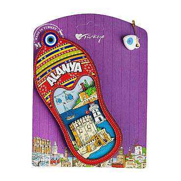 Alanya Themed UV Printed Carded Wooden Refrigerator Magnet - 16